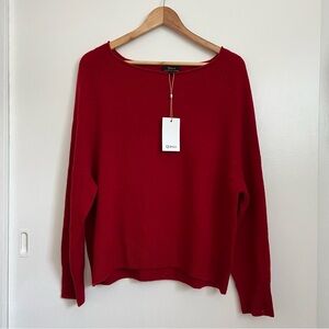 QUINCE NWT Varsity Red Mongolian Cashmere Boatneck Sweater Size L
